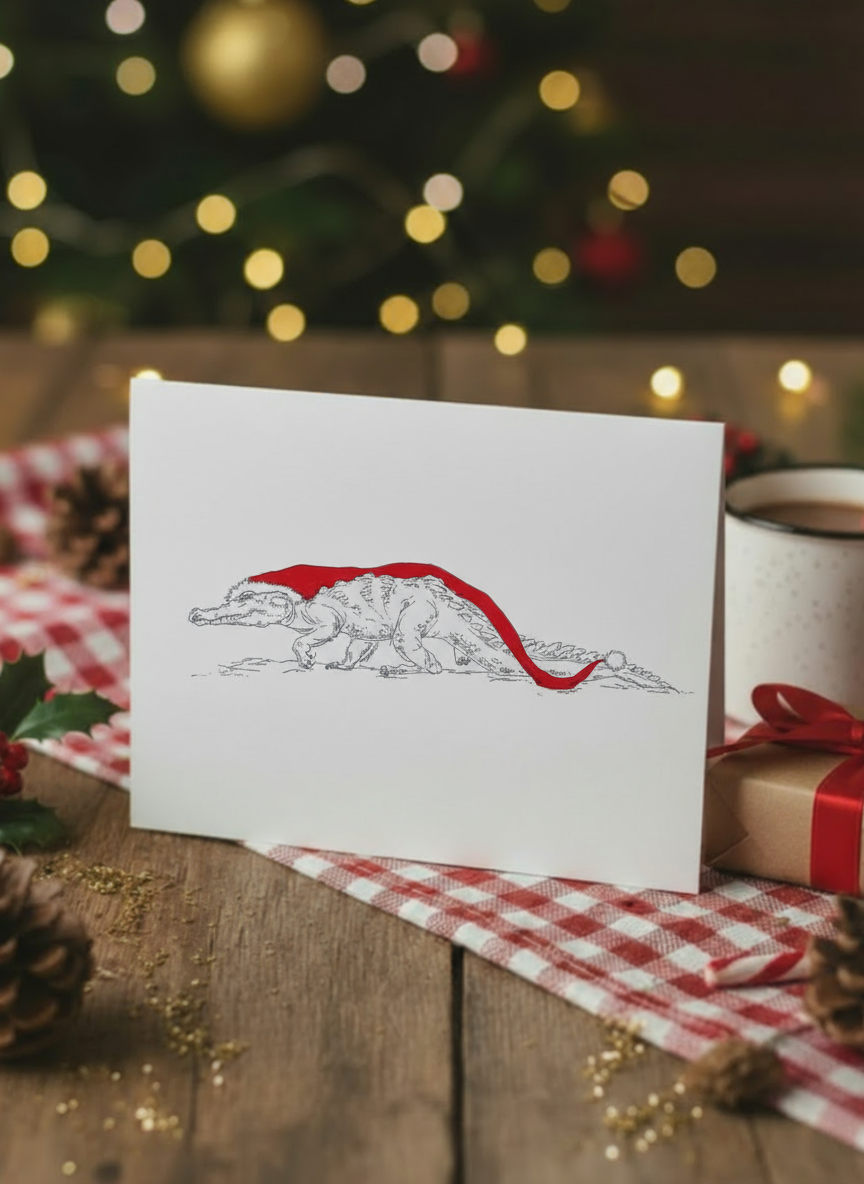 Crocodile Christmas Card