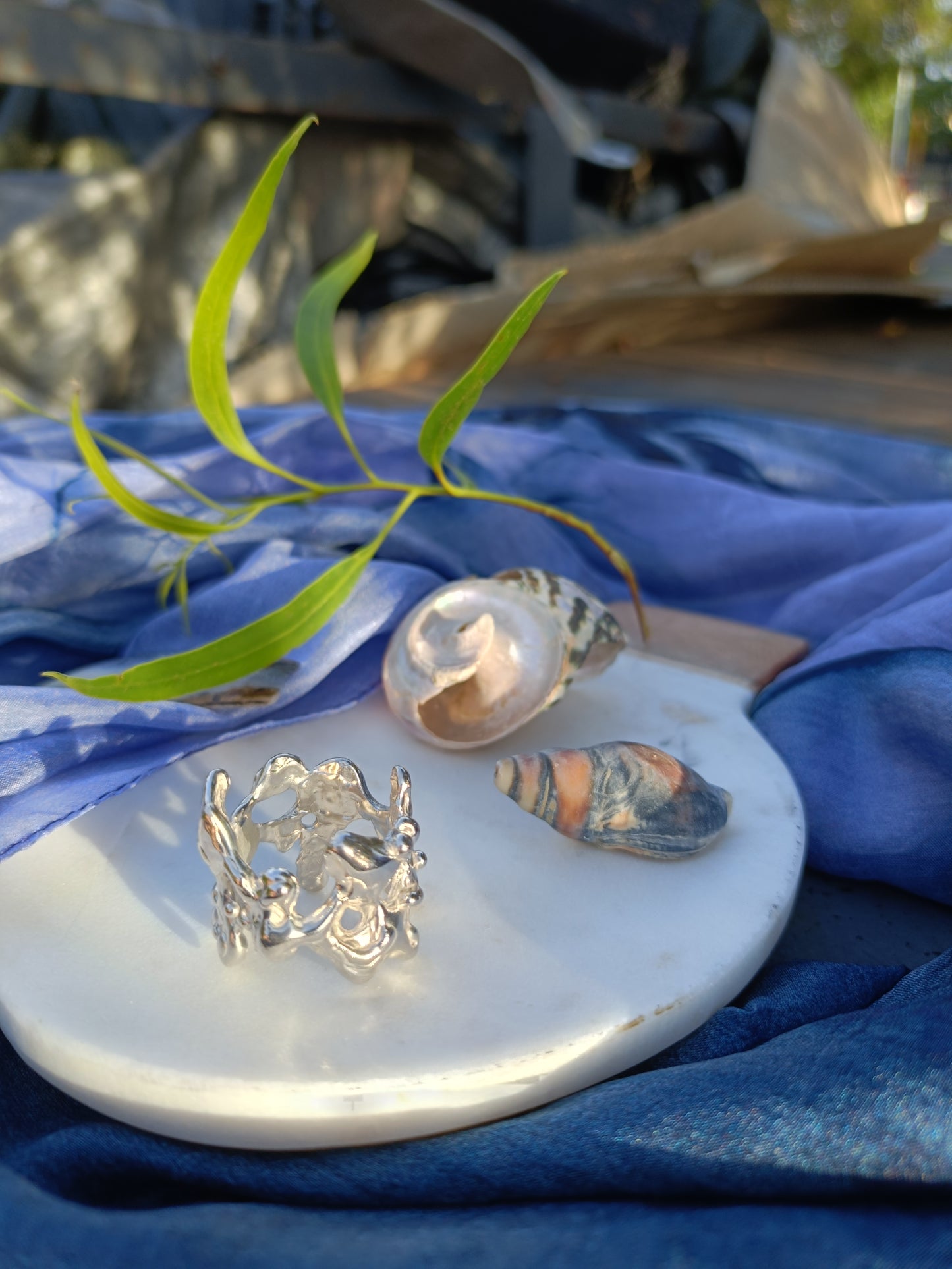 Yewllery Set  Molten Orbit Solid Studs Earrings and Molten Orbit Ring