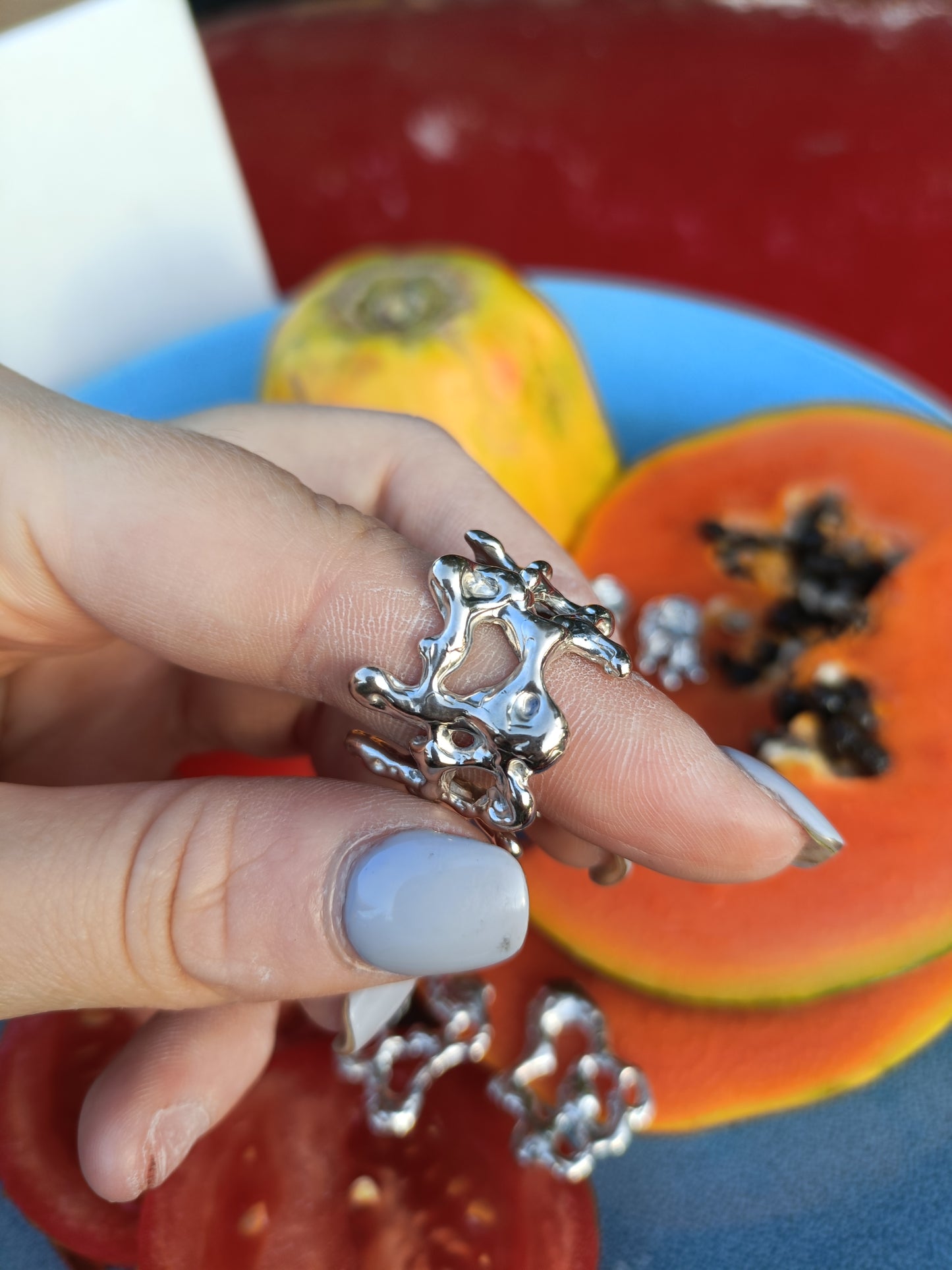 Yewllery Set  Contour Studs Earrings and Molten Orbit Ring