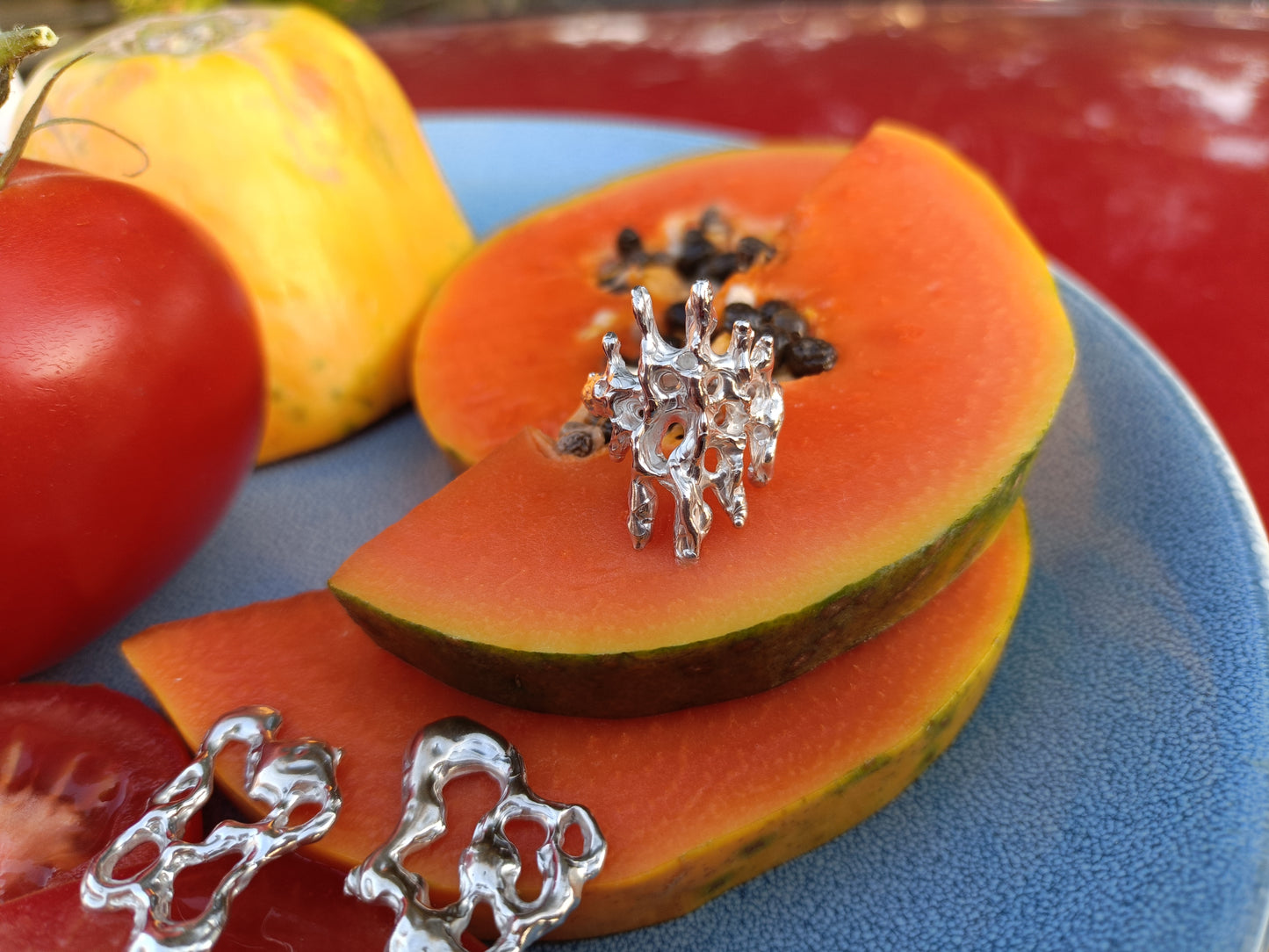 Yewllery Set  Contour Studs Earrings and Molten Orbit Ring