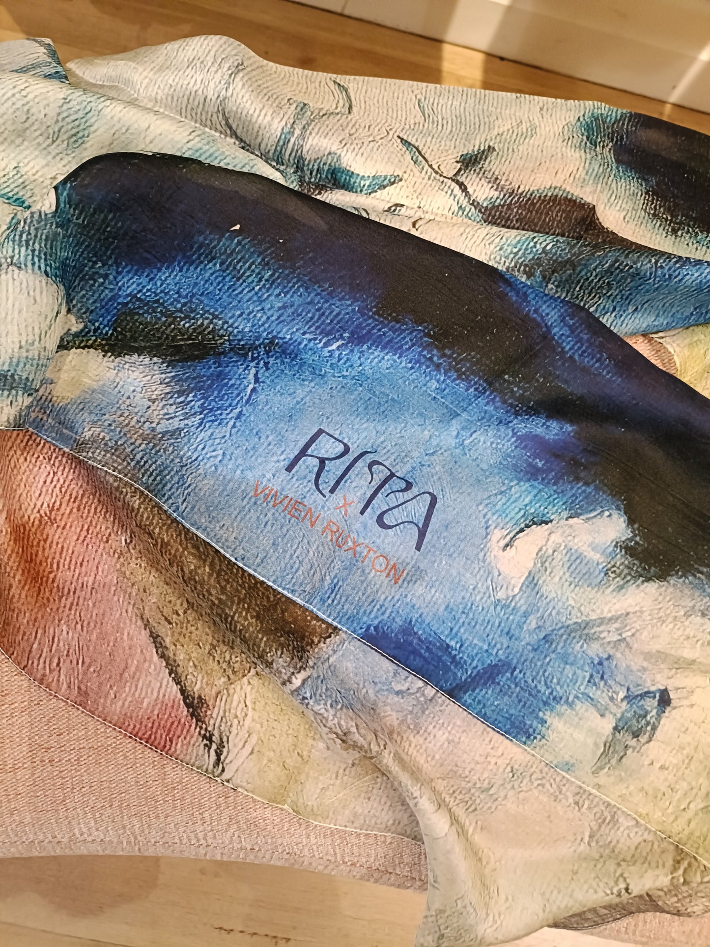 2nd edition Coral silk  scarf pearl