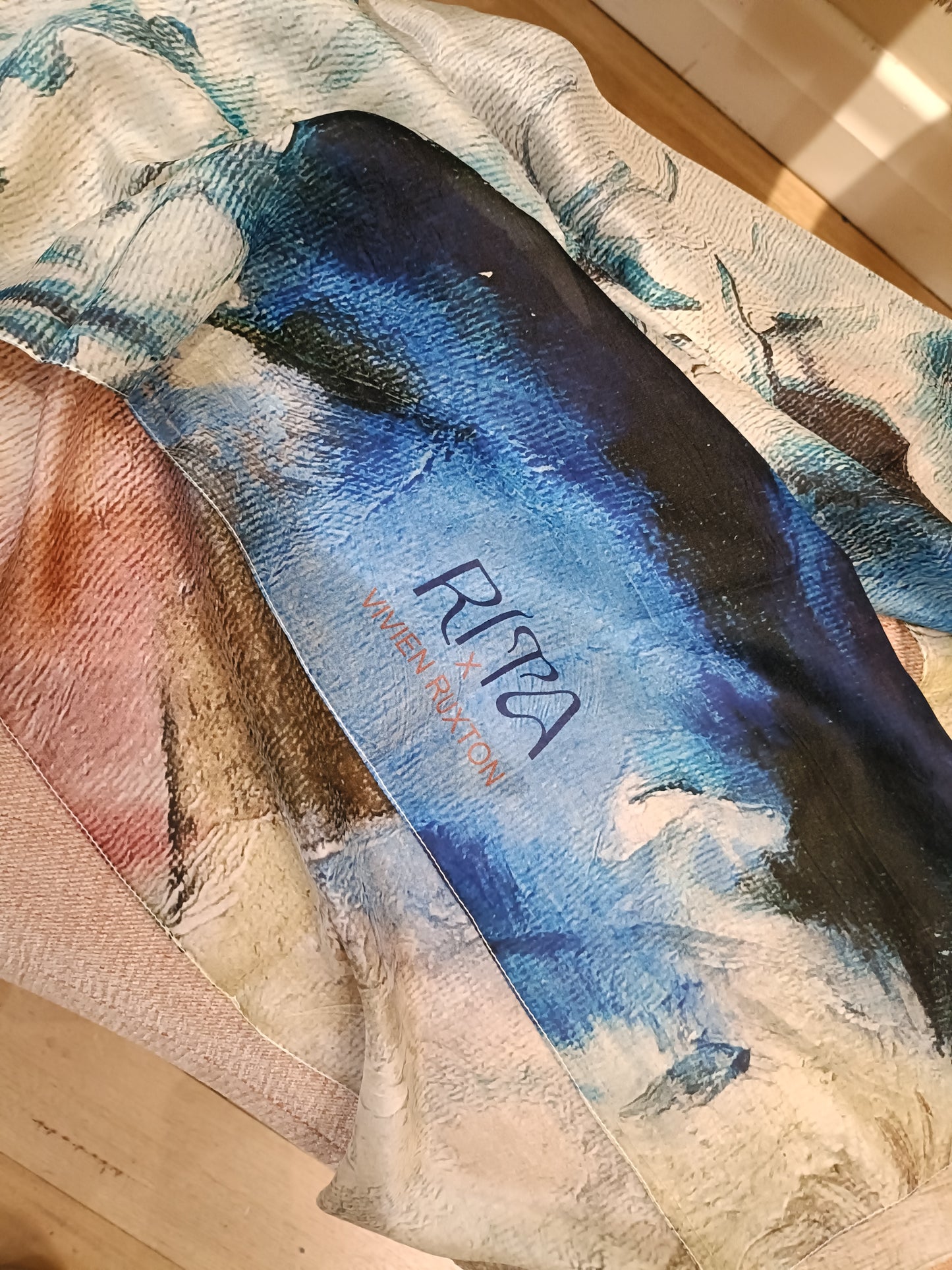 2nd edition Coral silk  scarf pearl