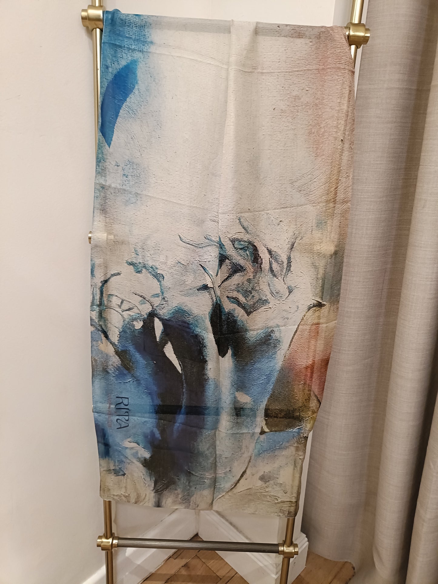 2nd edition Coral silk  scarf pearl