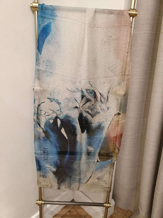 2nd edition Coral silk  scarf pearl