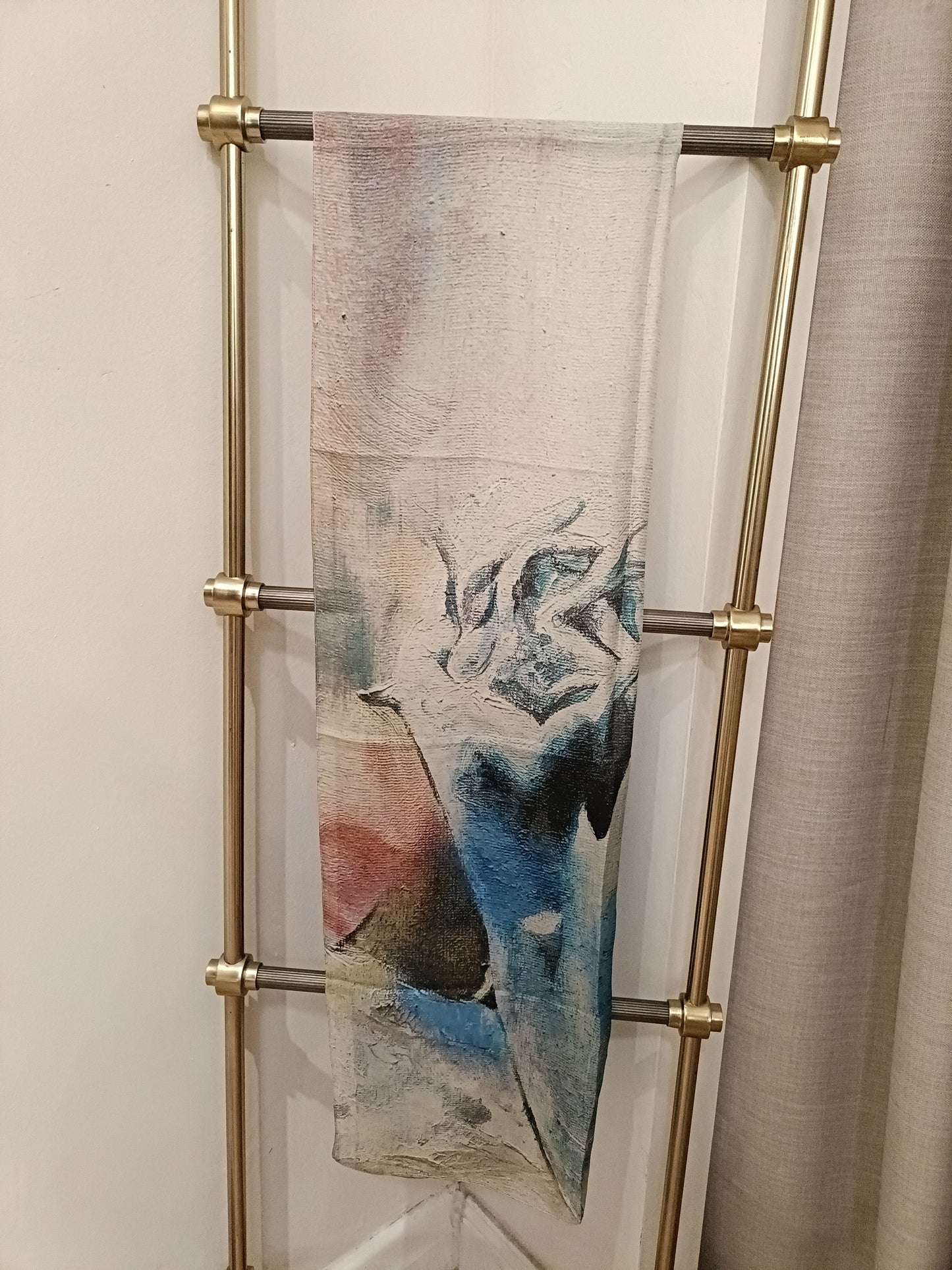 2nd edition Coral silk  scarf pearl