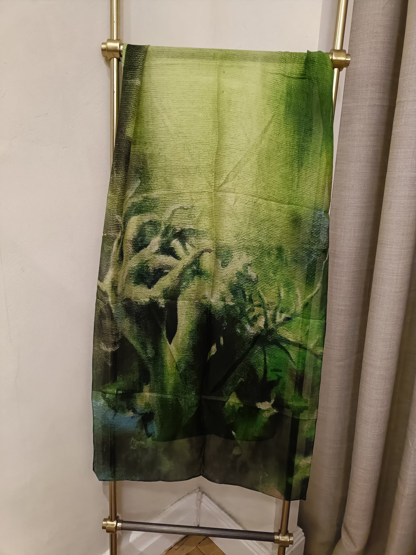 2nd edition Coral silk  scarf green