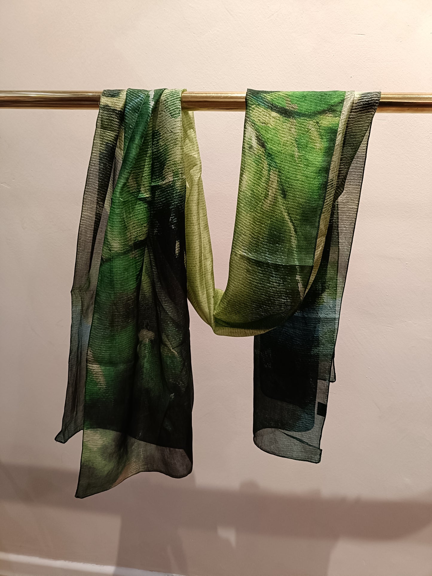 2nd edition Coral silk  scarf green